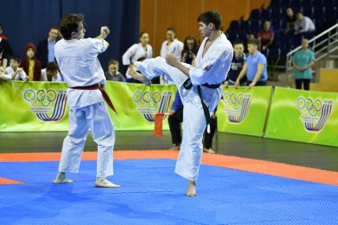 Orenburg, Rusya Federasyonu - 5 Şubat 2017 yıl: Boys rekabet içinde karate 