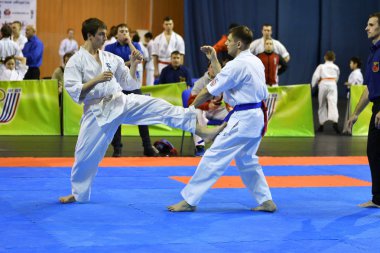 Orenburg, Rusya Federasyonu - 5 Şubat 2017 yıl: Boys rekabet içinde karate 