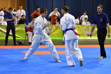 Orenburg, Rusya Federasyonu - 5 Şubat 2017 yıl: Boys rekabet içinde karate 