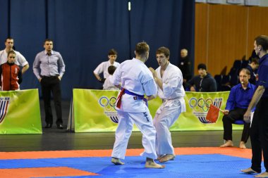 Orenburg, Rusya Federasyonu - 5 Şubat 2017 yıl: Boys rekabet içinde karate 