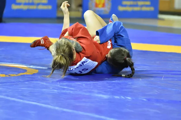 Orenburg, Rusya - 16 Şubat 2019: kızlar yarışmalar Sambo — Stok fotoğraf