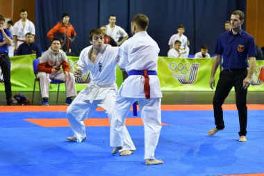 Orenburg, Rusya Federasyonu - 5 Şubat 2017 yıl: Boys rekabet içinde karate 