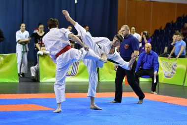 Orenburg, Rusya Federasyonu - 5 Şubat 2017 yıl: Boys rekabet içinde karate 
