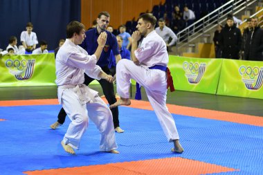 Orenburg, Rusya Federasyonu - 5 Şubat 2017 yıl: Boys rekabet içinde karate 