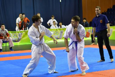 Orenburg, Rusya Federasyonu - 5 Şubat 2017 yıl: Boys rekabet içinde karate 