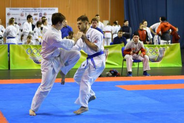 Orenburg, Rusya Federasyonu - 5 Şubat 2017 yıl: Boys rekabet içinde karate 
