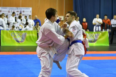 Orenburg, Rusya Federasyonu - 5 Şubat 2017 yıl: Boys rekabet içinde karate 