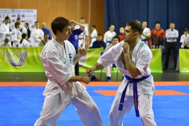 Orenburg, Rusya Federasyonu - 5 Şubat 2017 yıl: Boys rekabet içinde karate 
