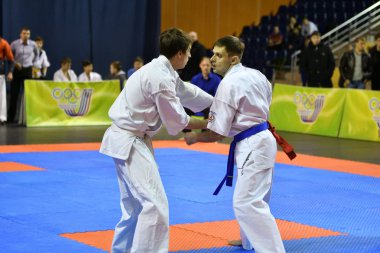Orenburg, Rusya Federasyonu - 5 Şubat 2017 yıl: Boys rekabet içinde karate 