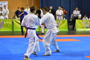Orenburg, Rusya Federasyonu - 5 Şubat 2017 yıl: Boys rekabet içinde karate 