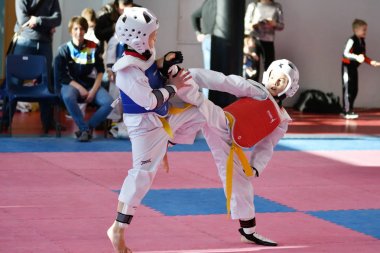 Orenburg, Rusya Federasyonu - 27 Ocak 2018 yıl: çocuklar Taekwondo rekabet