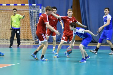 Orenburg, Rusya Federasyonu - 11-13 Şubat 2018 yıl: Hentbol oynayın çocuklar