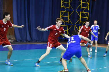 Orenburg, Rusya Federasyonu - 11-13 Şubat 2018 yıl: Hentbol oynayın çocuklar