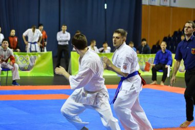 Orenburg, Rusya Federasyonu - 5 Şubat 2017 yıl: Boys rekabet içinde karate 