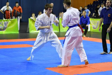Orenburg, Rusya Federasyonu - 5 Şubat 2017 yıl: Boys rekabet içinde karate 