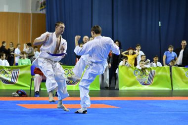 Orenburg, Rusya Federasyonu - 5 Şubat 2017 yıl: Boys rekabet içinde karate 