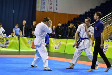 Orenburg, Rusya Federasyonu - 5 Şubat 2017 yıl: Boys rekabet içinde karate 
