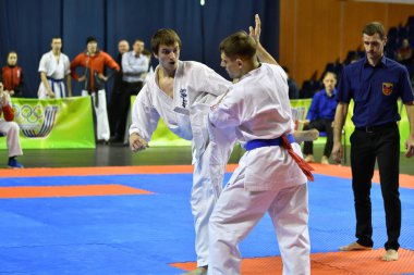 Orenburg, Rusya Federasyonu - 5 Şubat 2017 yıl: Boys rekabet içinde karate 