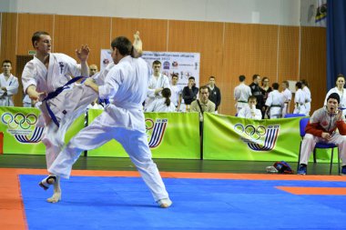 Orenburg, Rusya Federasyonu - 5 Şubat 2017 yıl: Boys rekabet içinde karate 