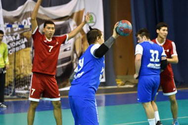 Orenburg, Rusya Federasyonu - 11-13 Şubat 2018 yıl: Hentbol oynayın çocuklar