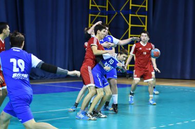 Orenburg, Rusya Federasyonu - 11-13 Şubat 2018 yıl: Hentbol oynayın çocuklar