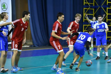 Orenburg, Rusya Federasyonu - 11-13 Şubat 2018 yıl: Hentbol oynayın çocuklar