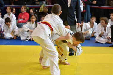Orenburg, Rusya Federasyonu - 05 Kasım 2016: Boys rekabet Judo