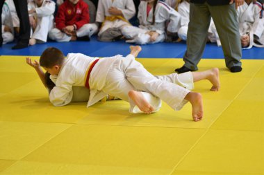 Orenburg, Rusya Federasyonu - 05 Kasım 2016: Boys rekabet Judo