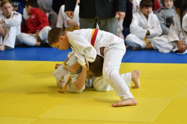 Orenburg, Rusya Federasyonu - 05 Kasım 2016: Boys rekabet Judo