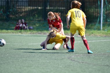 Orenburg, Rusya-12 Haziran 2019 yıl: kızlar futbol oynuyor
