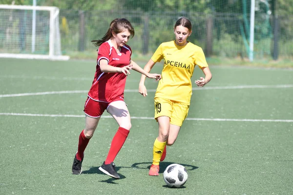 Orenburg, Russia - 12 June 2019 year: Girls play football — Stock Photo, Image