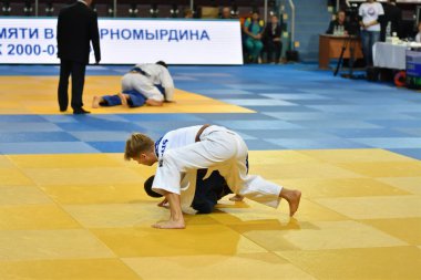 Orenburg, Rusya Federasyonu - 21 Ekim 2017: Boys rekabet Judo