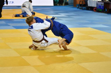 Orenburg, Rusya Federasyonu - 21 Ekim 2017: Boys rekabet Judo