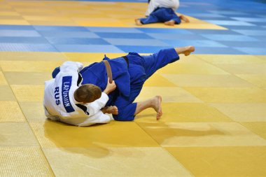 Orenburg, Rusya Federasyonu - 21 Ekim 2017: Boys rekabet Judo