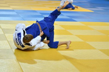 Orenburg, Rusya Federasyonu - 21 Ekim 2017: Boys rekabet Judo