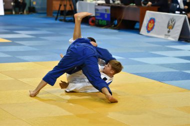 Orenburg, Rusya Federasyonu - 21 Ekim 2017: Boys rekabet Judo