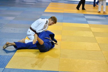 Orenburg, Rusya Federasyonu - 21 Ekim 2017: Boys rekabet Judo