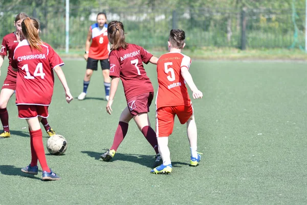 Orenburg, Russia - 12 June 2019 year: Girls play football — Stock Photo, Image