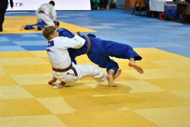 Orenburg, Rusya Federasyonu - 21 Ekim 2017: Boys rekabet Judo