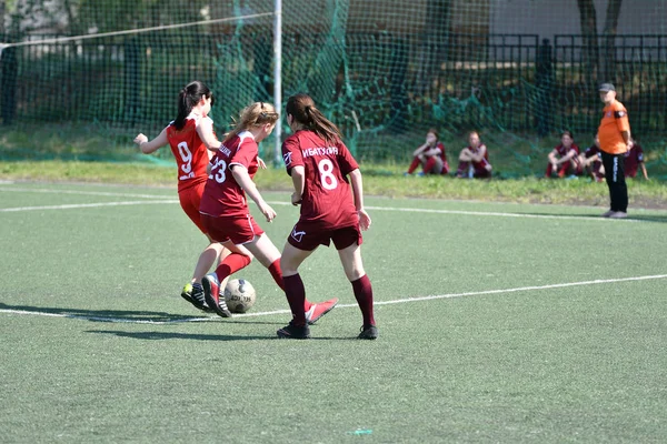 Orenburg, Russia - 12 June 2019 year: Girls play football — Stock Photo, Image