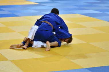 Orenburg, Rusya Federasyonu - 21 Ekim 2017: Boys rekabet Judo