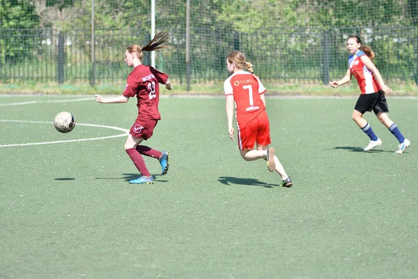 Orenburg, Russia - 12 June 2019 year: Girls play football — Stock Photo, Image