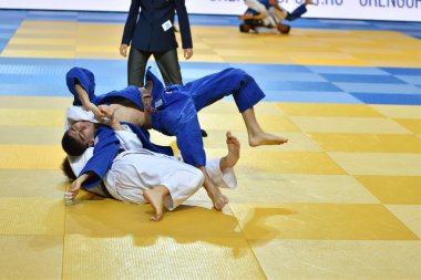 Orenburg, Rusya Federasyonu - 21 Ekim 2017: Boys rekabet Judo