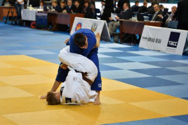 Orenburg, Rusya Federasyonu - 21 Ekim 2017: Boys rekabet Judo