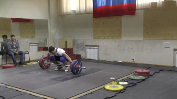 Orenburg Russia December 2017 Years Boys Compete Weightlifting Cup Championship — Stock Video