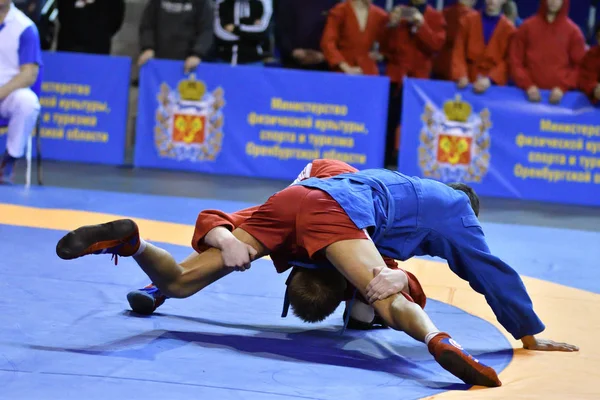 Orenburg Rusland Februari 2019 Jongens Wedstrijden Zelfverdediging Zonder Wapens Het — Stockfoto