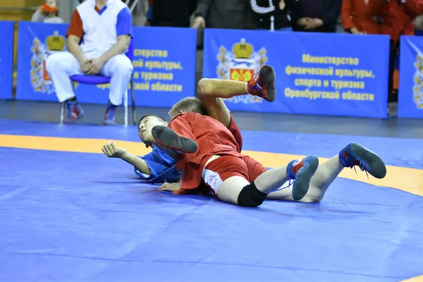 Orenburg Rússia Fevereiro 2019 Competições Meninos Autodefesa Sem Armas Campeonato — Fotografia de Stock