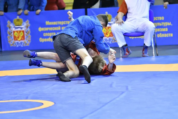 Orenburg Rússia Fevereiro 2019 Competições Meninos Autodefesa Sem Armas Campeonato — Fotografia de Stock