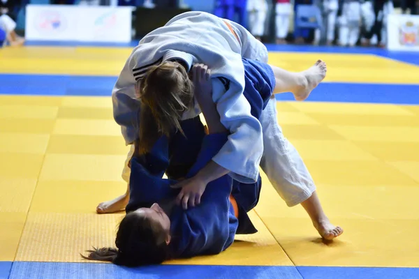 Orenburg Russia Ottobre 2017 Ragazze Gareggiano Nel Judo Torneo Judo — Foto Stock