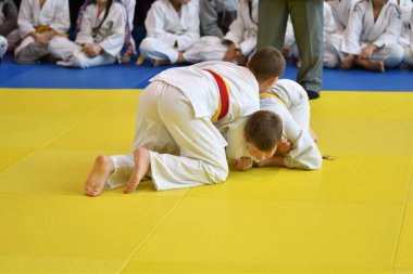 Orenburg, Rusya Federasyonu - 05 Kasım 2016: Boys rekabet Judo